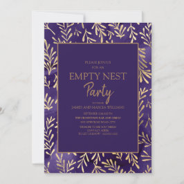 Stilvolle Lila Gold Blätter Leere Nest Party Einladung