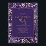 Stilvolle Lila Gold Blätter Leere Nest Party Einladung<br><div class="desc">Elegantes und stilvolles Tief lila mit goldenen Blätter Leere Nest Party Einladung für Paare,  deren letztes Kind ausgezogen ist. Kontaktieren Sie uns für Hilfe bei der Anpassung oder um passende Produkte anzufordern.</div>