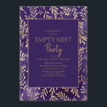 Stilvolle Lila Gold Blätter Leere Nest Party Einladung<br><div class="desc">Elegantes und stilvolles Tief lila mit goldenen Blätter Leere Nest Party Einladung für Paare,  deren letztes Kind ausgezogen ist. Kontaktieren Sie uns für Hilfe bei der Anpassung oder um passende Produkte anzufordern.</div>