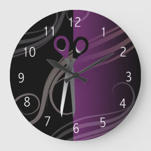 stilvolle lila Haarsalonuhr Große Wanduhr