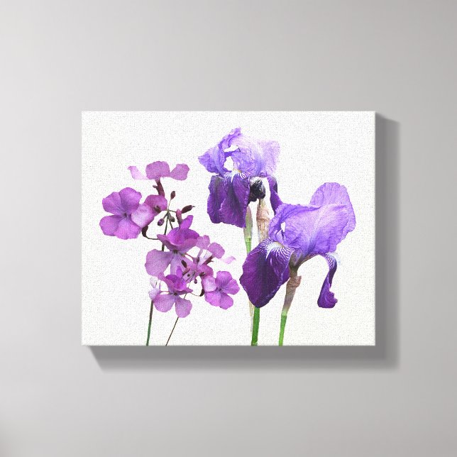 Stilvolle, lila Iris-Blume, digitale Kunst Leinwanddruck (Vorderseite)