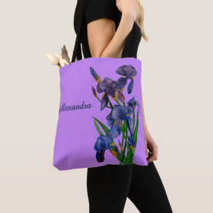 Stilvolle Lila Iris Wasserfarben Tasche