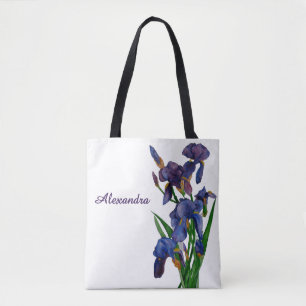 Stilvolle Lila Iris Wasserfarben Tasche