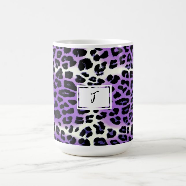 Stilvolle Lila Leopard Animal Print Personalisiert Kaffeetasse (Mittel)