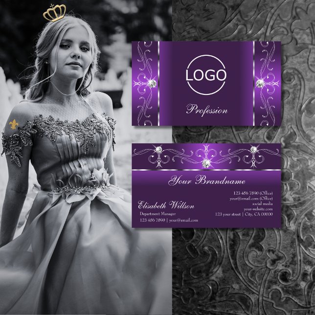 Stilvolle Lila Lilac Squiggled Juwelen mit Logo Visitenkarte (Von Creator hochgeladen)