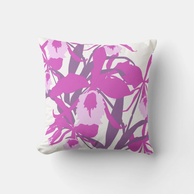 Stilvolle lila Orchideenkissen Kissen (Vorderseite)