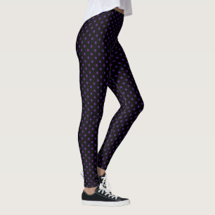 Stilvolle Lila Polka Dots Pattern Schwarze Mode Leggings