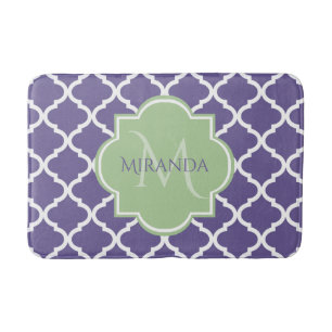 Stilvolle Lila Quatrefolie und Green Monogram bene Badematte