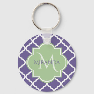 Stilvolle Lila Quatrefolie und Green Monogram bene Schlüsselanhänger