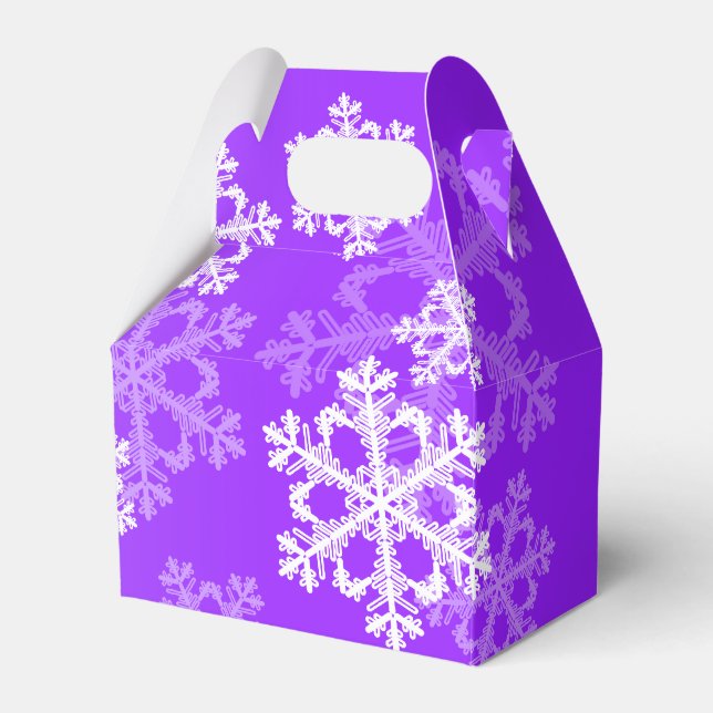 Stilvolle Lila Schneeflocken Modernes Weihnachtsmu Geschenkschachtel (Vorderseite)
