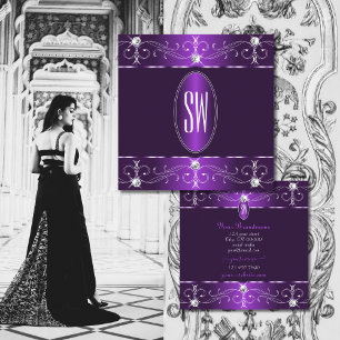 Stilvolle Lila und Lilac Verziert Ornaments Initia Quadratische Visitenkarte