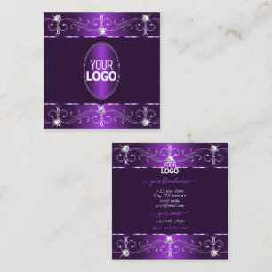 Stilvolle Lila und Lilac Verzierte Ornamente hinzu Quadratische Visitenkarte