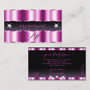 Stilvolle Lilac Lila Black Sparkle Jewels Initials Visitenkarte