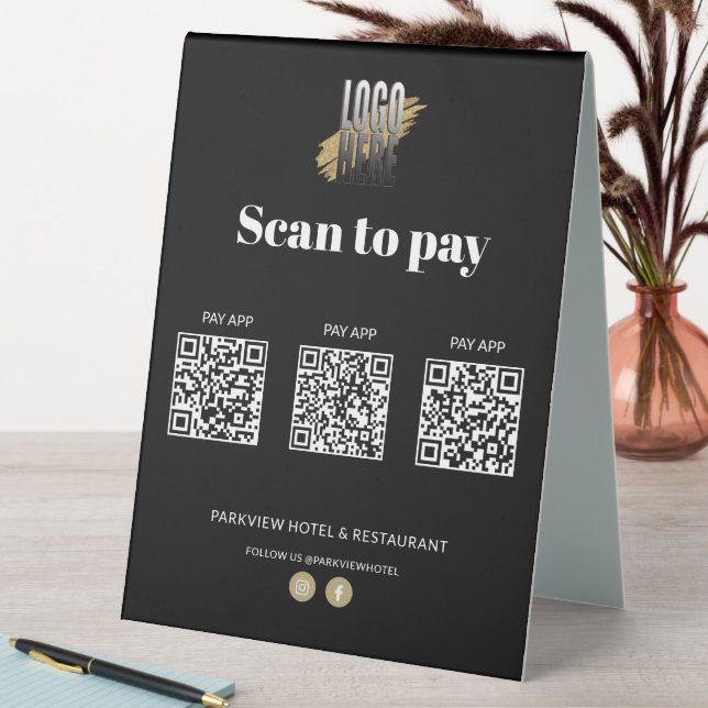 Stilvolle Logokombinationen kontaktlose Pay Apps 3 Tischaufsteller (In Situ (Tisch))