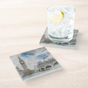 Stilvolle Londoner Big Ben Glass Untersetzer - Ico