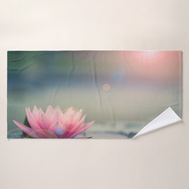 Stilvolle Lotus Blume Landschaft, Zen Badhandtuch Set (Badehandtuch)