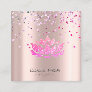 Stilvolle Lotus,Confetti Rose Gold Quadratische Visitenkarte