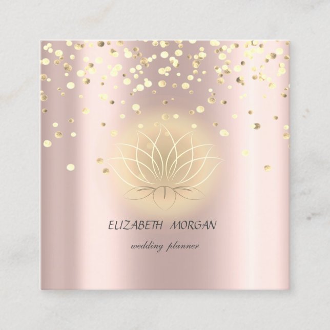 Stilvolle Lotus,Confetti Rose Gold Quadratische Visitenkarte (Vorderseite)