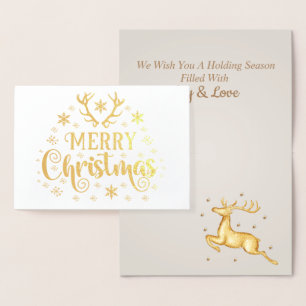 Stilvolle Luxus Golden Rentier Weihnachtsfoil Card Folienkarte