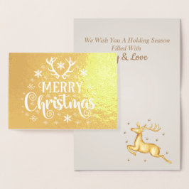 Stilvolle Luxus Golden Rentier Weihnachtsfoil Card Folienkarte