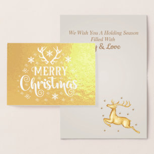 Stilvolle Luxus Golden Rentier Weihnachtsfoil Card Folienkarte