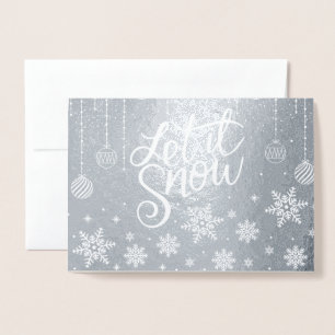 Stilvolle Luxus Silver Let It Schnee Weihnachten Folienkarte