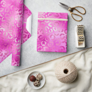 Stilvolle Magenta Rosa Schimmer Glitter Leopardenf Geschenkpapier