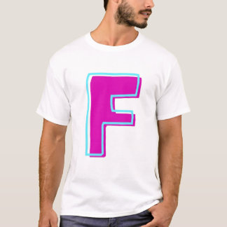 Stilvolle Magenta und Aquamariner Buchstabe F T-Shirt