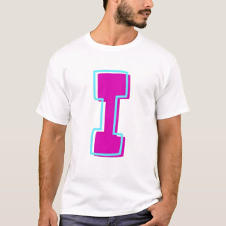Stilvolle Magenta und Aquamariner Buchstabe I T-Shirt