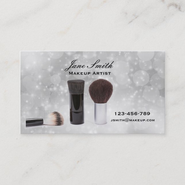 Stilvolle Make-up-Künstler silber glamourös Visitenkarte (Vorderseite)