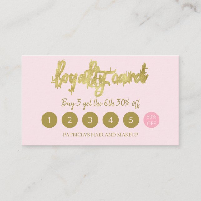 Stilvolle Makeup Artist Hair Salon 5 Loyalty Card Visitenkarte (Vorderseite)