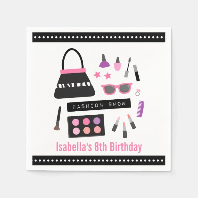 Stilvolle Makeup Fashion Show Birthday Party Napki Serviette (Vorderseite)