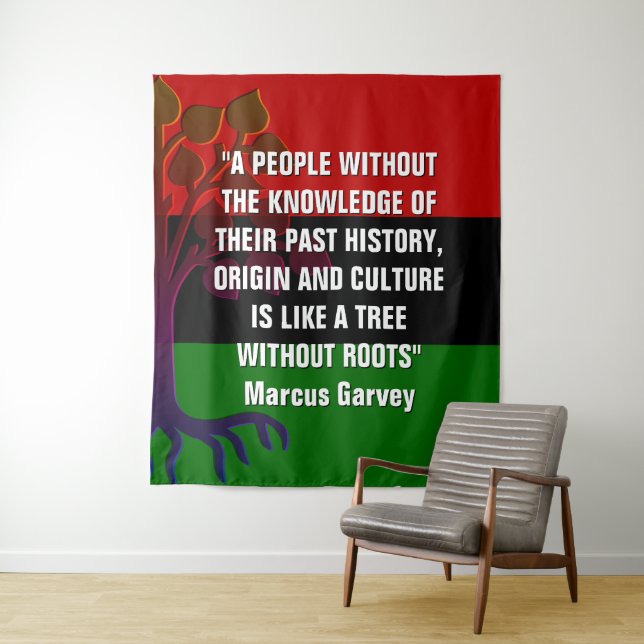 Stilvolle Marcus Garvey TREE OHNE ROOTS Wandteppich (Beispiel)