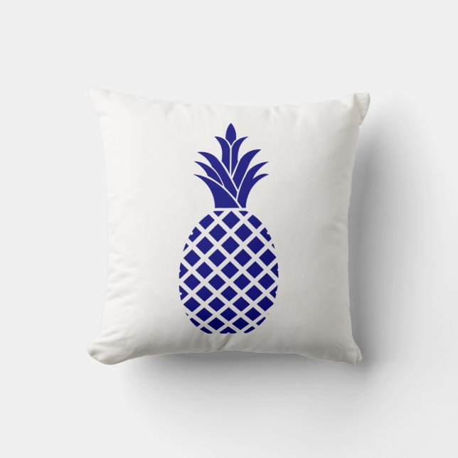 Stilvolle Marine-Blau-Ananas Kissen (Vorderseite)