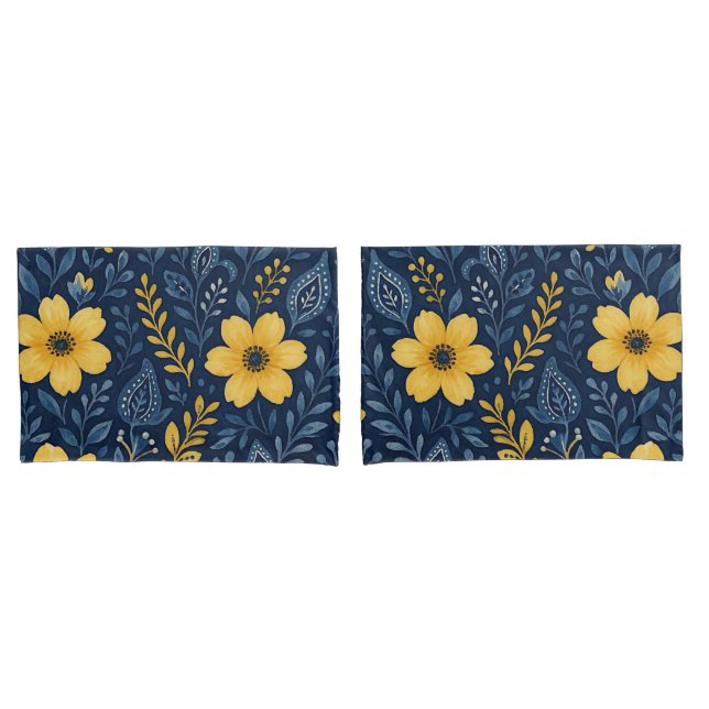 Stilvolle, mediterrane Blumenmuster Kissenbezug (Vorderseite-Set)