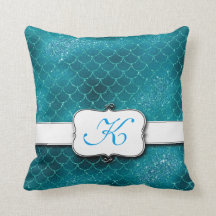 Stilvolle Meerjungfrau-Skala-mit Monogramm Kissen