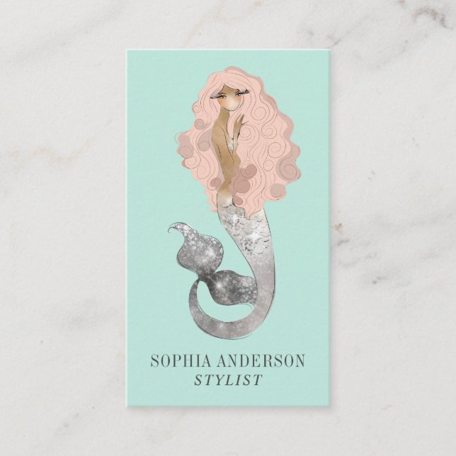 Stilvolle Mermaid Feminine Coastal Visitenkarte (Vorderseite)
