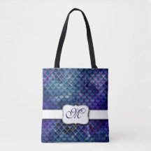 Stilvolle Mermaid Scale Mit Monogramm Tote Bag