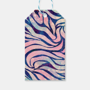Stilvolle Metallic Blue & Holographic Zebra Print Geschenkanhänger