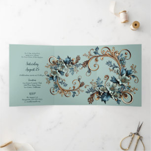 Stilvolle Metallic Floral Sweet 16 Party Einladung