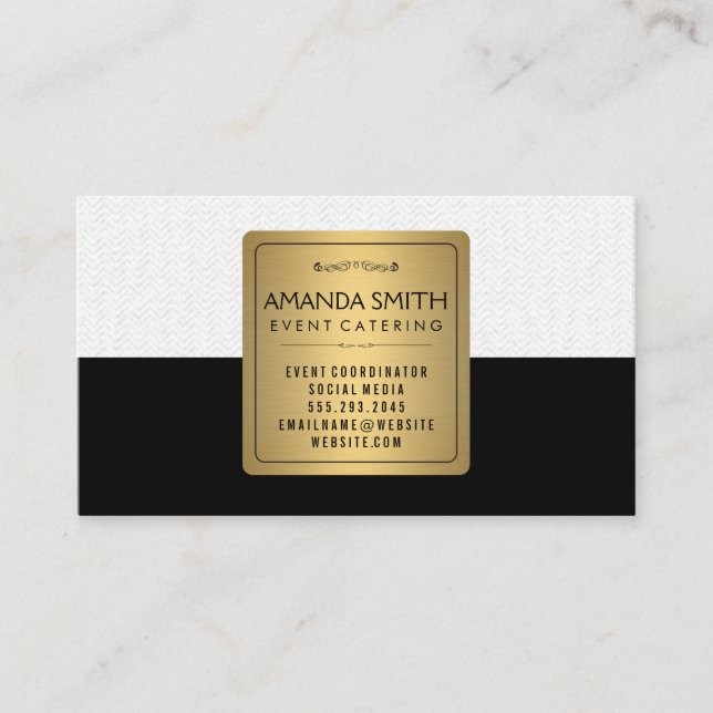 Stilvolle Metallic Gold Black Subtle Wavy Muster Visitenkarte (Vorderseite)