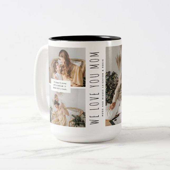 Stilvolle Minimal 3 Mama halten Zweifarbige Tasse (Vorderseite Links)