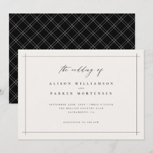 Stilvolle Minimal Black & Ivory Typografie Hochzei Einladung