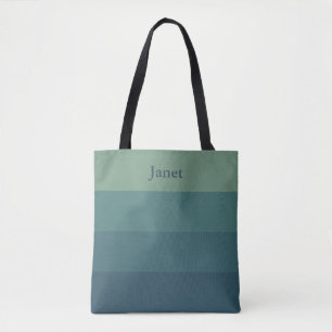 Stilvolle Minimal Green Ombre Stripes Monogram Nam Tasche