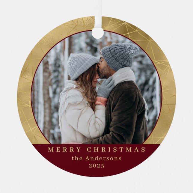 Stilvolle Minimal Imitats Gold Weihnachtskuchen Fo Ornament Aus Metall (Vorderseite)