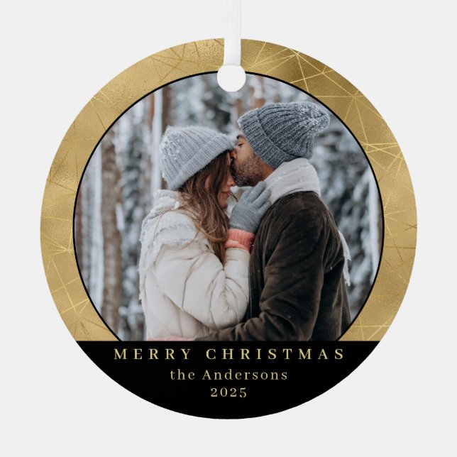 Stilvolle Minimal Imitats Gold Weihnachtskuchen Fo Ornament Aus Metall (Vorderseite)