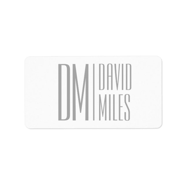 Stilvolle Minimal- und moderne Gray-Initials & Nam Adressaufkleber (Vorne)