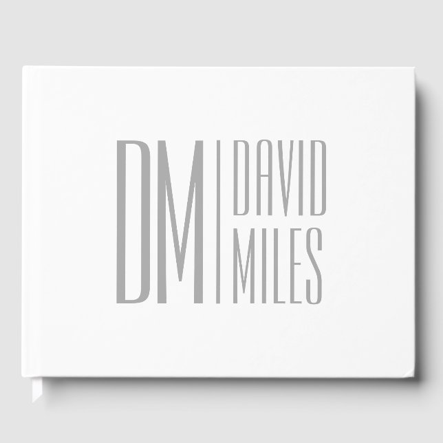 Stilvolle Minimal- und moderne Gray-Initials & Nam Gästebuch (Vorderseite)