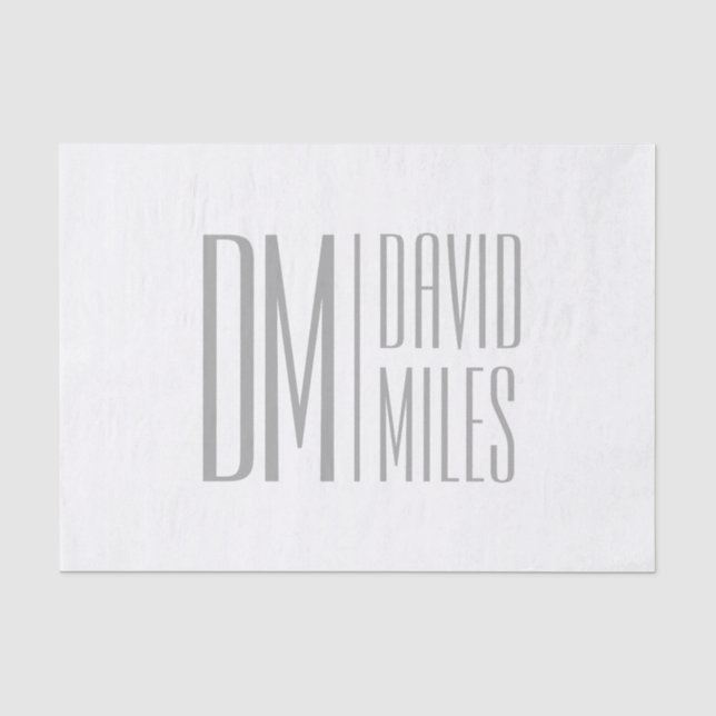 Stilvolle Minimal- und moderne Gray-Initials & Nam Seidenpapier (Vorderseite)