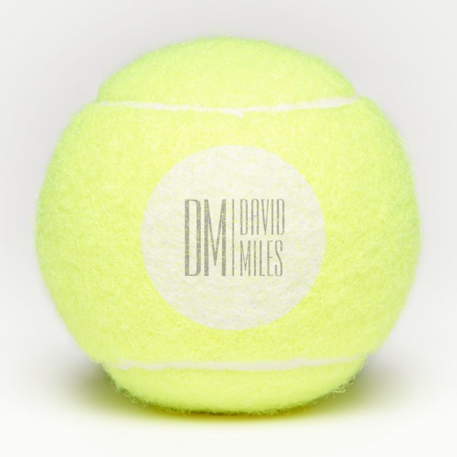 Stilvolle Minimal- und moderne Gray-Initials & Nam Tennisbälle (Vorderseite)